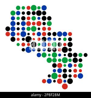 Paraguay Map Silhouette Pixelated generative pattern illustration Stock Vector