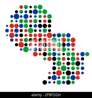 Paraguay Map Silhouette Pixelated generative pattern illustration Stock Vector