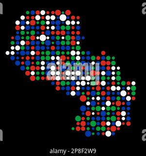 Paraguay Map Silhouette Pixelated generative pattern illustration Stock Vector