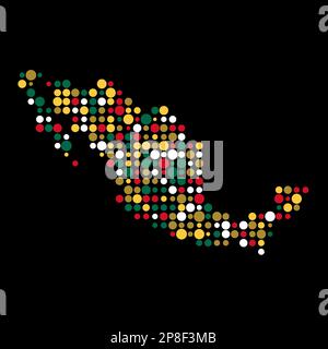 Mexico Map Silhouette Pixelated generative pattern illustration Stock Vector