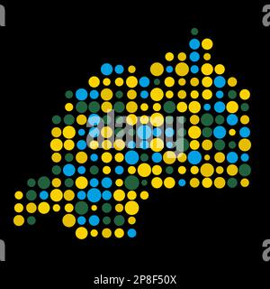 Rwanda Map Silhouette Pixelated generative pattern illustration Stock Vector