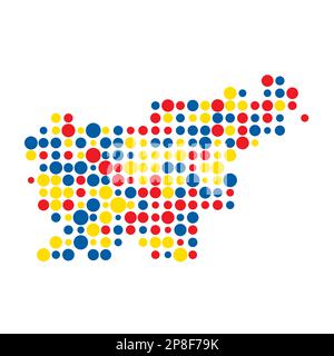 Slovenia Map Silhouette Pixelated generative pattern illustration Stock Vector