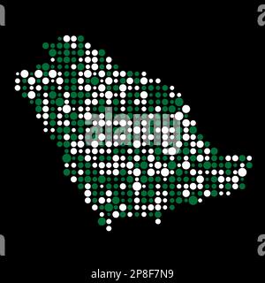 Saudi arabia Map Silhouette Pixelated generative pattern illustration Stock Vector