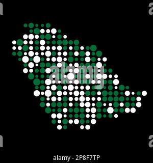 Saudi arabia Map Silhouette Pixelated generative pattern illustration Stock Vector