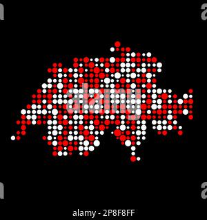 Switzerland Map Silhouette Pixelated generative pattern illustration Stock Vector