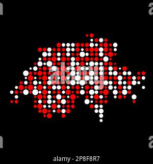 Switzerland Map Silhouette Pixelated generative pattern illustration Stock Vector