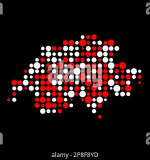 Switzerland Map Silhouette Pixelated generative pattern illustration Stock Vector