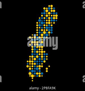 Sweden Map Silhouette Pixelated generative pattern illustration Stock Vector