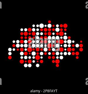 Switzerland Map Silhouette Pixelated generative pattern illustration Stock Vector