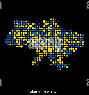 Ukraine Map Silhouette Pixelated generative pattern illustration Stock Vector