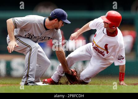 Milwaukee Brewers' J.J. Hardy during a baseball game Tuesday, April 28,  2009, in Milwaukee. (AP Photo/Jim Prisching Stock Photo - Alamy