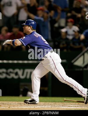 Tampa Bay Rays' Hank Blalock (9) during a baseball game against the Texas  Rangers Friday, June 4, 2010, in Arlington, Texas. (AP Photo/Tony Gutierrez  Stock Photo - Alamy