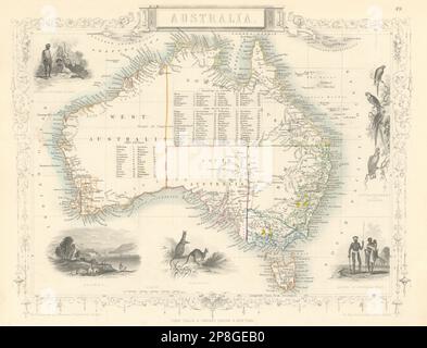 AUSTRALIA. no Queensland (est 1859). Showing Goldfields. TALLIS/RAPKIN 1851 map Stock Photo