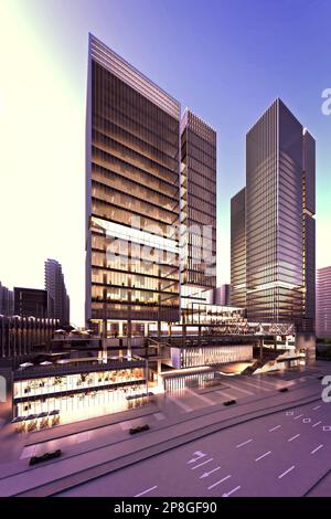 3d render of commercial buildings exterior Stock Photo - Alamy