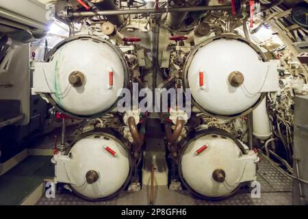 Torpedo Tubes Inside a Submarine in Italy Stock Photo - Alamy