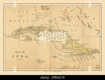 Map of Cuba. WASHINGTON EVES 1889 old antique vintage plan chart Stock Photo