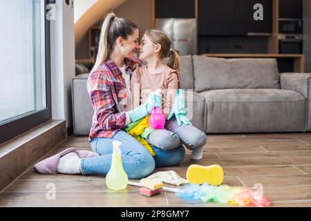 Child Use Duster and Gloves for Cleaning. Funny Child Mopping House.  Cleaning Accessory, Cleaning Supplies Stock Photo - Image of cleaning,  little: 268728606