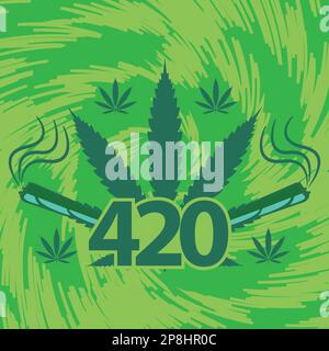 Happy 420 Lettering Typography Design Cannabis Stock Vector