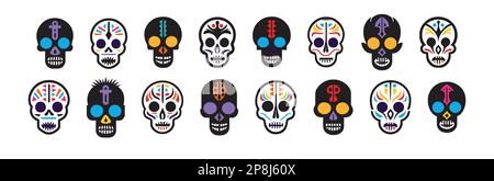Sugar skulls Set Vector Illustration Stock Vector