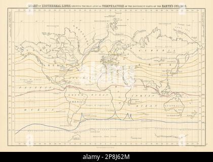 World Chart Of Isothermal Lines. Mean Annual Temperature. GEORGE AIKMAN ...