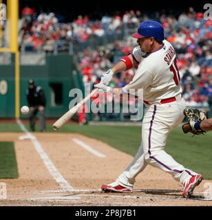 Philadelphia Phillies Pinch Hitter Matt Stairs connects on a Ronald  Belisario pitch in the top of the seventh inning, driving in two runs,  putting the Phillies ahead 2-0 (Credit Image: © Tony