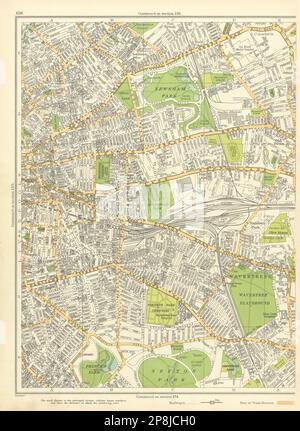 LIVERPOOL Newsham Park Sefton Park Wavertree Kensington Toxteth 1935 old map Stock Photo