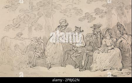 Milkmaids and Gentlemen in St. James's Park by Thomas Rowlandson Stock Photo