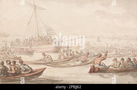 The Annual Sculling Race for Doggett's Coat and Badge between 1805 and 1810 by Thomas Rowlandson Stock Photo