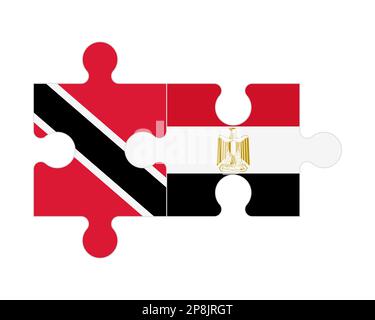 Connected puzzle of flags of Trinidad and Tobago and Egypt, vector Stock Vector