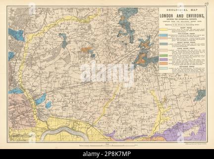 NE LONDON GEOLOGICAL Essex Redbridge Newham Barking Dagenham &c.BACON 1900 map Stock Photo