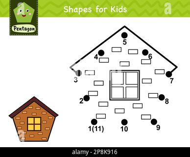 Connect the dots and draw a cute pentagon. Dot to dot number game for ...
