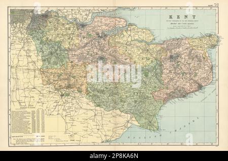 KENT county map. Parliamentary constituencies divisions. Railways. BACON 1900 Stock Photo