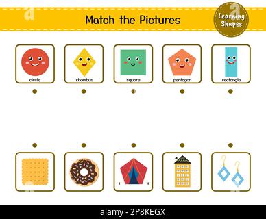 Match the shapes with objects game for kids. Learning shapes activity ...