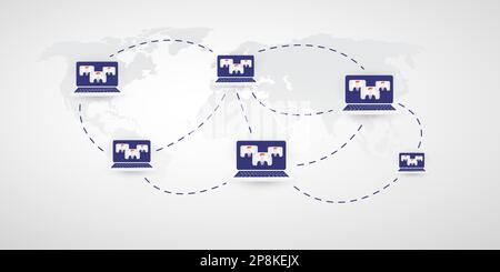 Home Offices Around the World - People Work at Home, Meetings, Video Conferences are Made Through the Internet During the Coronavirus Pandemic - Desig Stock Vector