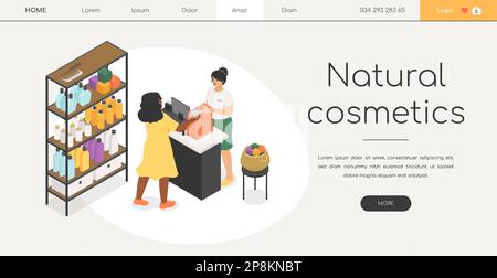 Natural cosmetics - modern vector colorful isometric web banner Stock Vector