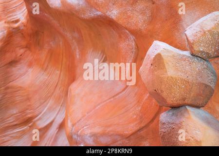 Brown sand-colored stone tiles on the wall, stock photo Stock Photo