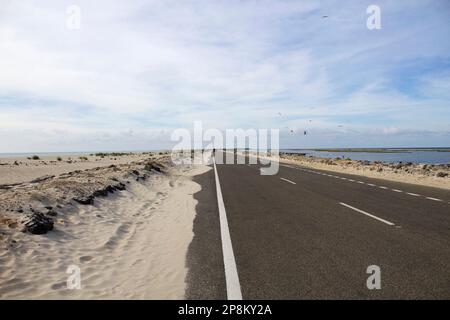 Dhanushkodi Raod  on the tip of Pamban island, separated from the mainland by the Palk Strait, Tamilnadu, India Stock Photo