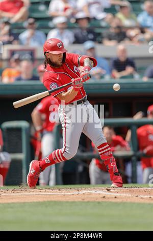 Washington Nationals second baseman Michael Chavis (6) reacts on first base  during a baseball game against the Detroit Tigers at Nationals Park,  Sunday, May 21, 2023, in Washington.(AP Photo/Alex Brandon Stock Photo 