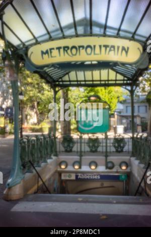 New, Age-defying, digital age, premium, eye-catching, high resolution, pinhole image of the beautiful and historic Abbesses (Paris Métro), France Stock Photo