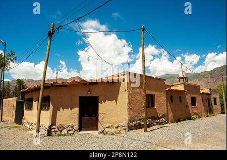 Adobe brick building is an ancient technique common in some of South America countries, Cafayate, Salta, Argentina Stock Photo