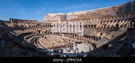 The Colosseum is an elliptical amphitheatre in the centre of the city of Rome, Italy. It was used for gladiatorial contests and public spectacles. Stock Photo