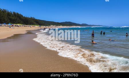 Cape Vidal, South Africa - 14 January 2023: people on the beach of Cape Vidal in Isimangaliso park, South Africa Stock Photo