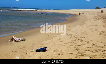 Cape Vidal, South Africa - 14 January 2023: people on the beach of Cape Vidal in Isimangaliso park, South Africa Stock Photo