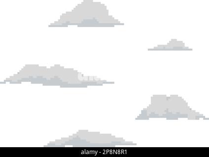 Set of clouds in the pixel art style. Vector illustration Stock Vector