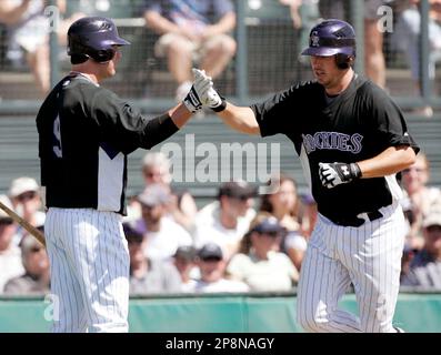 Colorado Rockies' Todd Helton at bat during Game 4 of the baseball World  Series Sunday, Oct. 28, 2007, at Coors Field in Denver. (AP Photo/Jack  Dempsey Stock Photo - Alamy