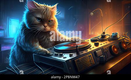 disc jockey dj kitten Stock Photo - Alamy