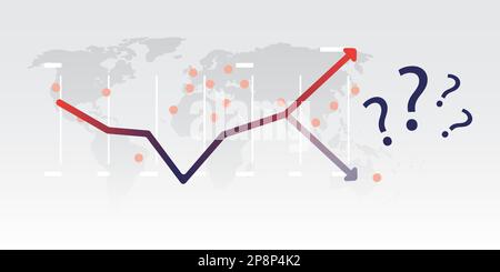 Global Economic Downfall Because of the Corona Virus Pandemic - Will There Be a Second Wave? - Effects on Global Economy, Design Concept with Chart an Stock Vector