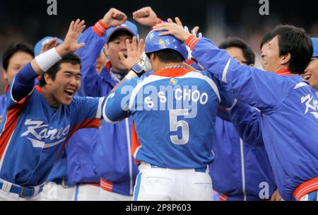 Ex-MLB All-Star Choo Shin-soo signs with new KBO club South Korea's Choo  Shin-soo hits a fifth-inning homer in the World Baseball Classic final  against archrival Japan at Dodger Stadium in Los Angeles