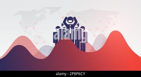 Global Economic Downfall Because of the Corona Virus Pandemic - Waves of Infection, Financial Problems, Economic Crisis - Design Concept with World Ma Stock Vector