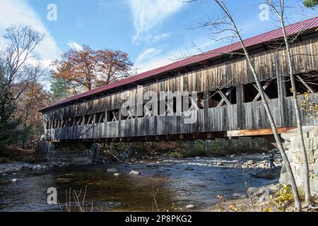 Albany Covered Bridge, circa 1858, Albany, New Hampshire over the Swift River, White Mountains National Forest. Stock Photo